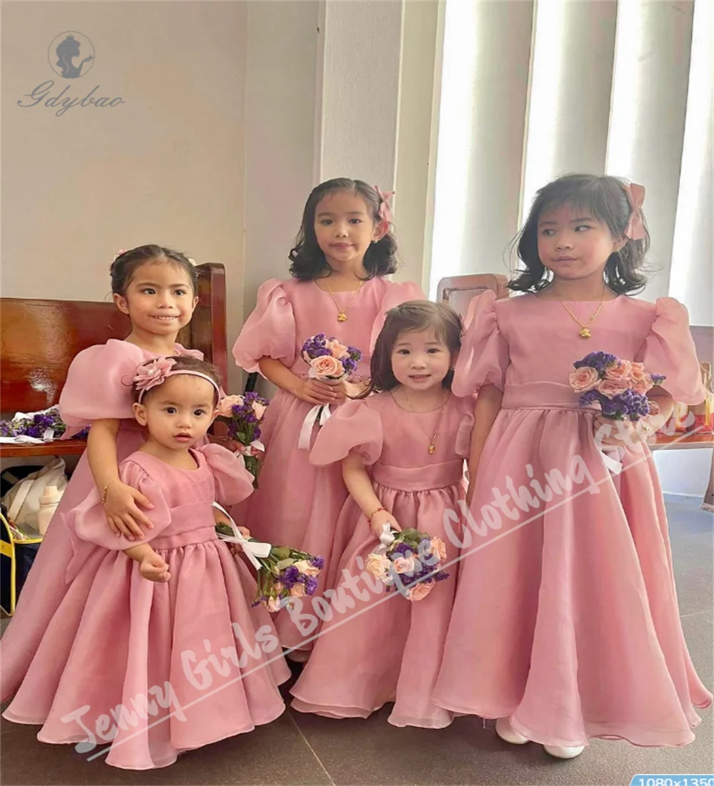

kids Dresses For Girls Puffy Sleeves Cute First Communion kids Birthday Wedding Prom Beauty Pageant Dress Custom