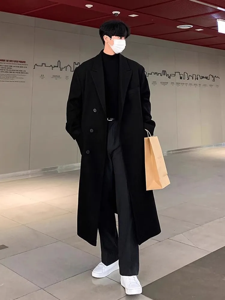 

Мужское повседневное утепленное пальто средней длины из хлопка и шерсти, теплое, в клетку, с длинными рукавами, молодежное, модное, осенне-зимнее