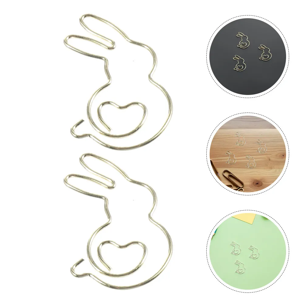

50Pcs Bunny Paper Clips Metal Gold Decorative Rabbit Shape Clips for Journals Bookmarks Document Filing Office Use