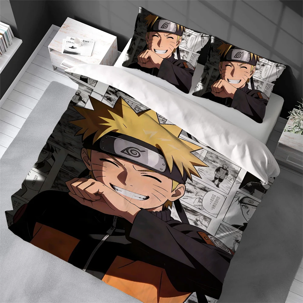 Anime N-NARUTOES Duvet Cover Set Home Style Bedding Soft Laundry Cotton Bed 3 Piece Set Student Dormitory Gift