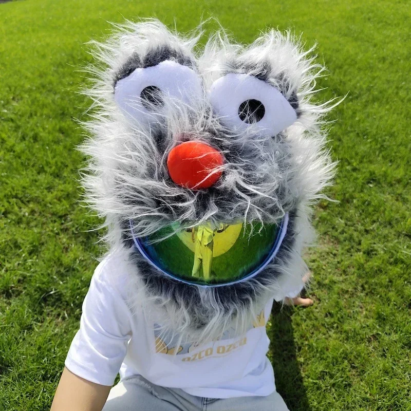 Motorcycle Helmet Protection Headgear Cover Cartoon Fluffy Plush Set For Motorcycle Full-Face Protective Case Trendy Big Eyes