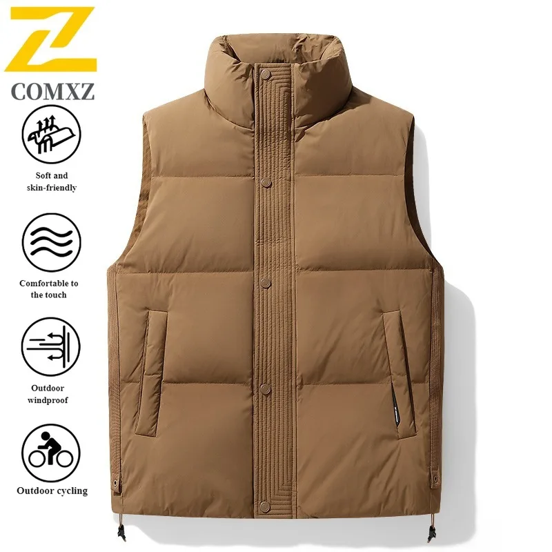

Autumn Winter Men's Stand Collar Sports Vest Waterproof Windproof Outdoor Warm Sleeveless Jacket for Hiking Camping Fishing 2025