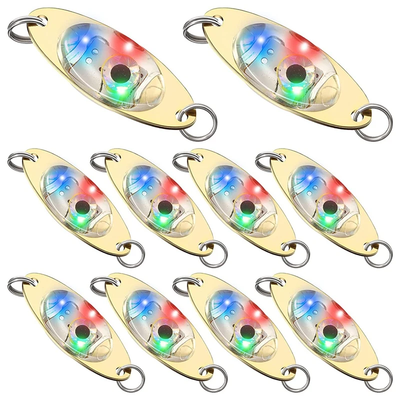 

HOT-10 Pcs LED Fishing Lures Fishing Spoons Underwater Flasher Bass Halibut Flasher Trolling Deep Drop Fishing Light