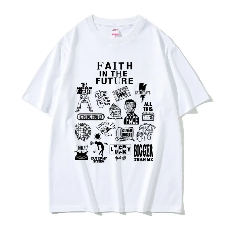 Limited Edition Faith in The Future Concert Print Tshirt Male Black Tshirt Men's Oversized T Shirts Men Hip Hop Fashion T-shirts