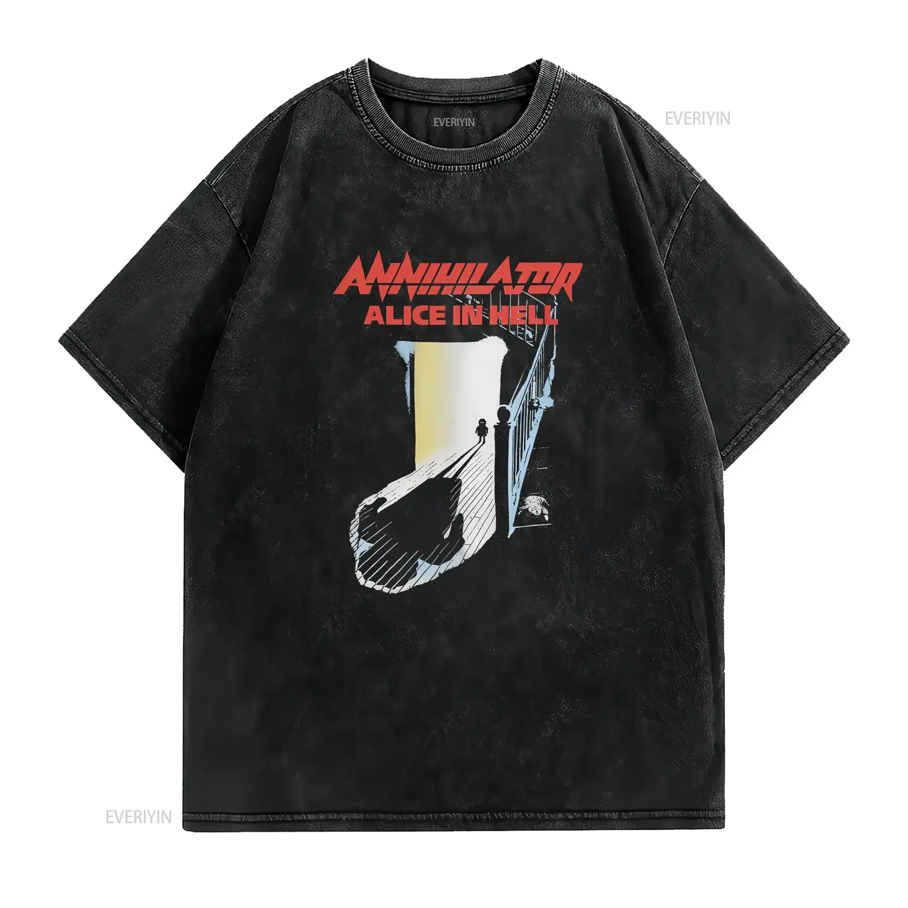 Annihilator Band Black T Shirt Cotton Full Size S 5XL RM962 vintage Washed Slightly Casual Breathable Unisex Stretched