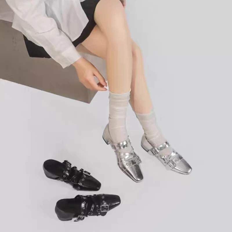 أحذية ماري جين النسائية ذات الكعب العالي 2025 أحذية نسائية جديدة للخريف مصنوعة من الجلد تصميم فاخر أحذية مريحة غير رسمية منخفضة الارتفاع #3