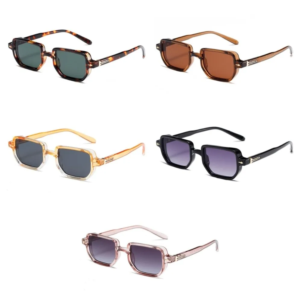 Трендовые очки в маленькой оправе в квадратной оправе, разноцветные солнцезащитные очки в стиле панк с защитой от ультрафиолета, винтажные очки UV400, студенческие очки