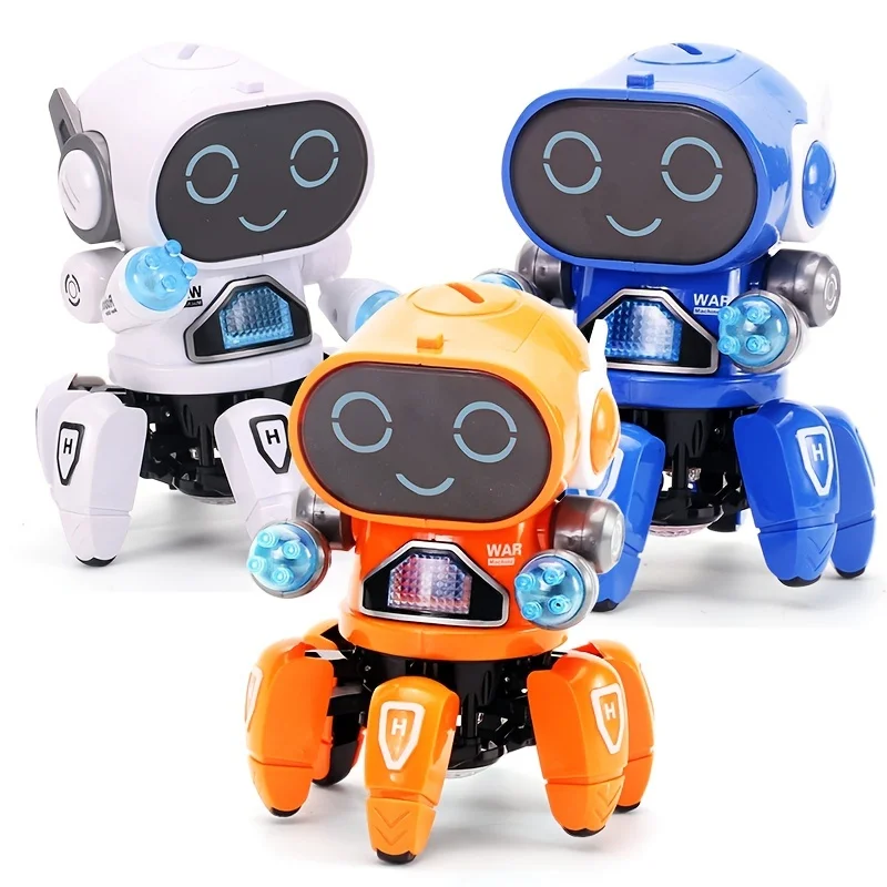 Cute 6-Claw LED Light Musical Dancing Robot: An Educational and Interactive Toy for Kids - Perfect Gift for Boys!