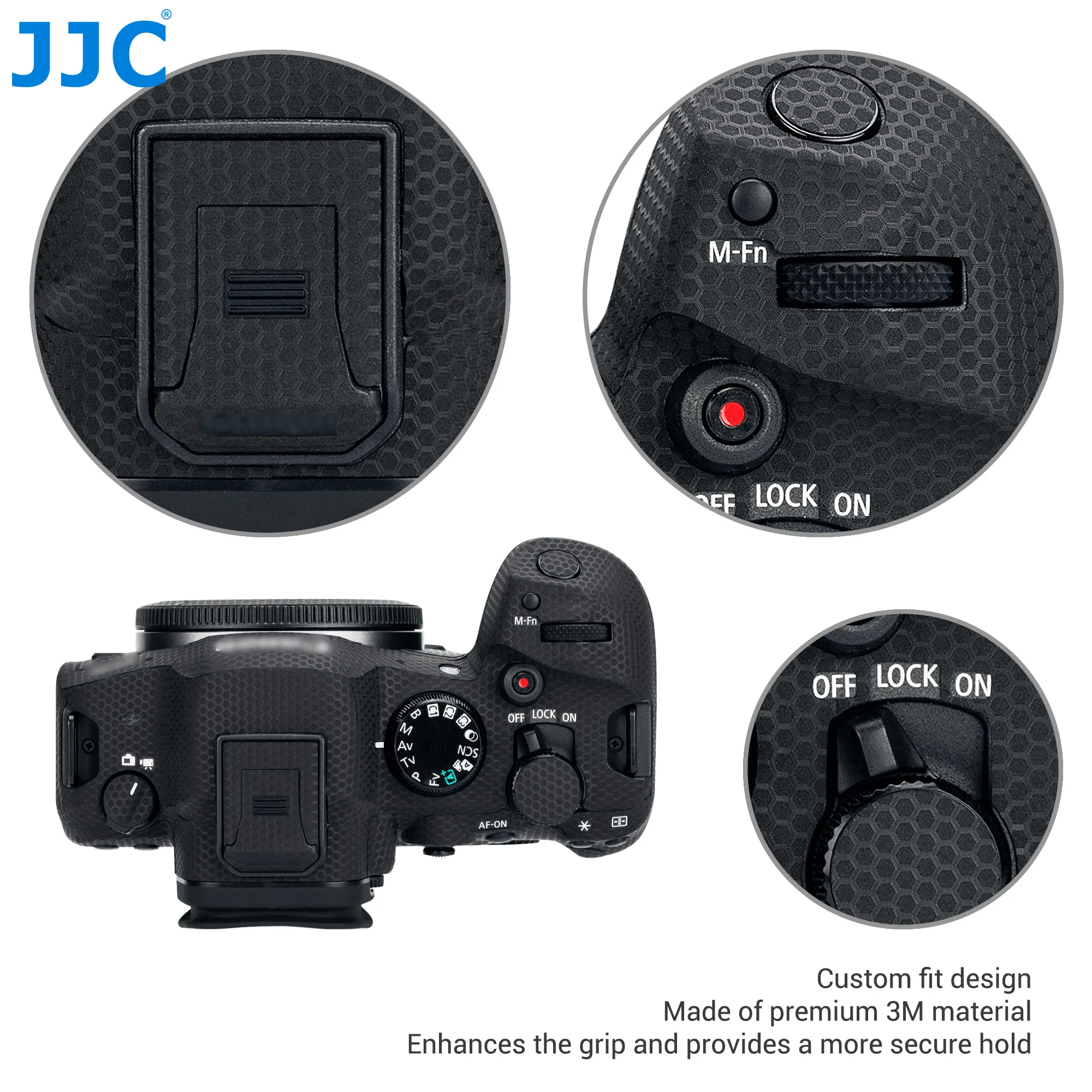 JJC Camera Body Sticker Protective Skin Film Kit For Canon EOS R6 Mark II Anti-Scratch Film Camera Matrix Black