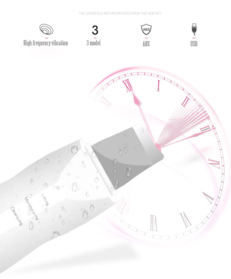 Scrubber ad ultrasuoni per la pelle Peeling Rimozione di punti neri Pulizia profonda del viso Detergente per pori ad ultrasuoni agli ioni