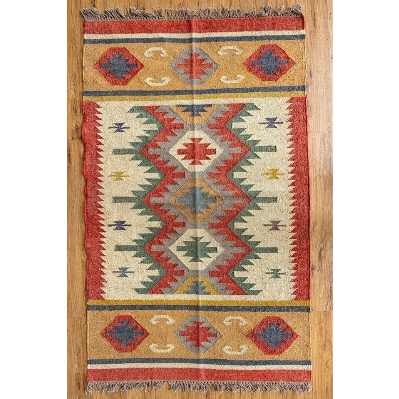 

Rug Handmade Kilim Jute Wool Vintage Carpet Living Room Hallway Dinning Area Rug