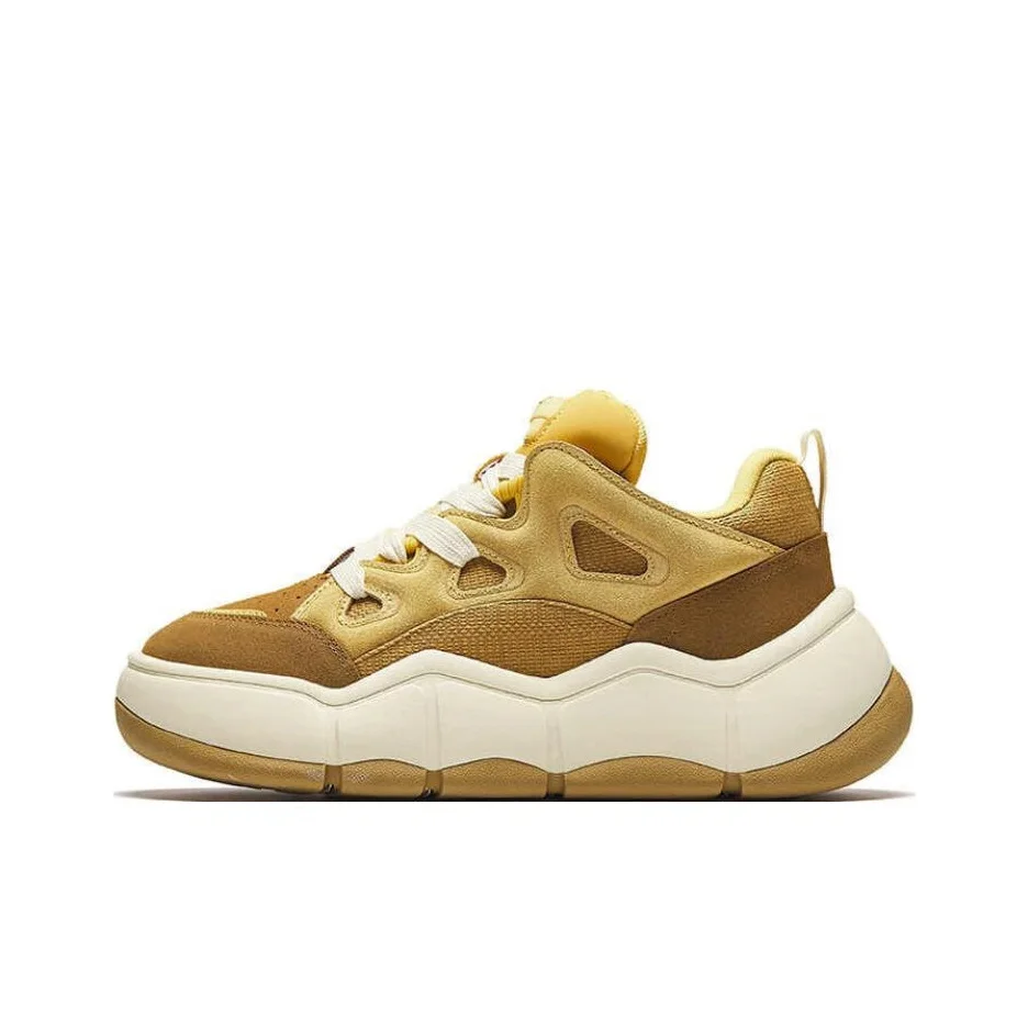 Anta Slip Resistant Abrasion Resistant Low top Skateboard Shoes Women's Beige Brown 122448072-3