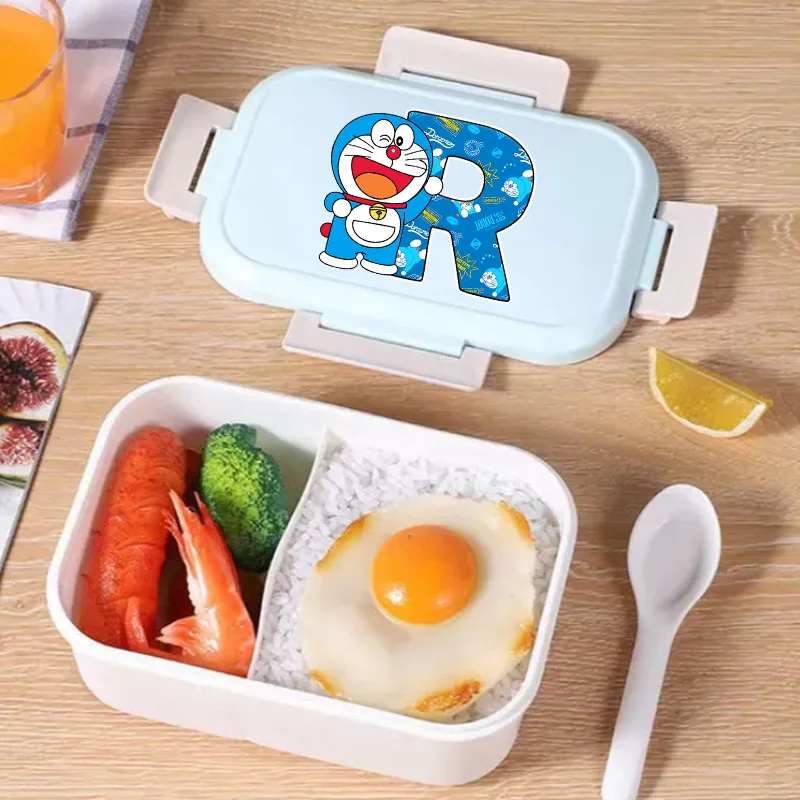 

Doraemon Lunch Box Anime Cartoon Figure Letter A Food Container Kids School Food Storage Containers Women Bento Dinner Case Gift