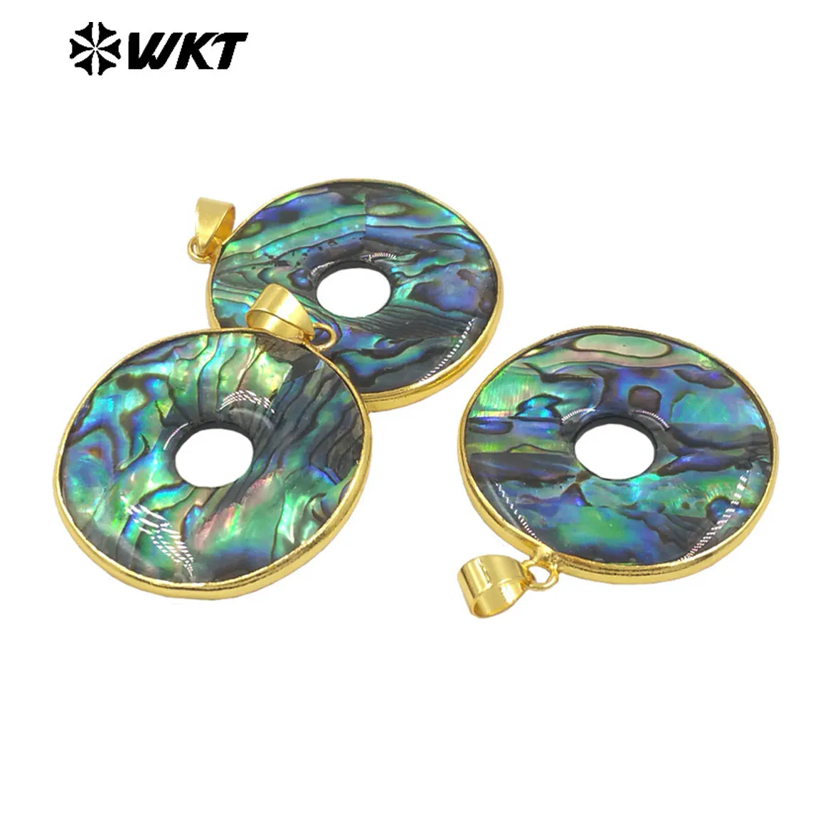 

WT-JP406 WKT Новое поступление красивая подвеска круглой формы в форме ракушки с настоящим позолоченным покрытием для женской одежды