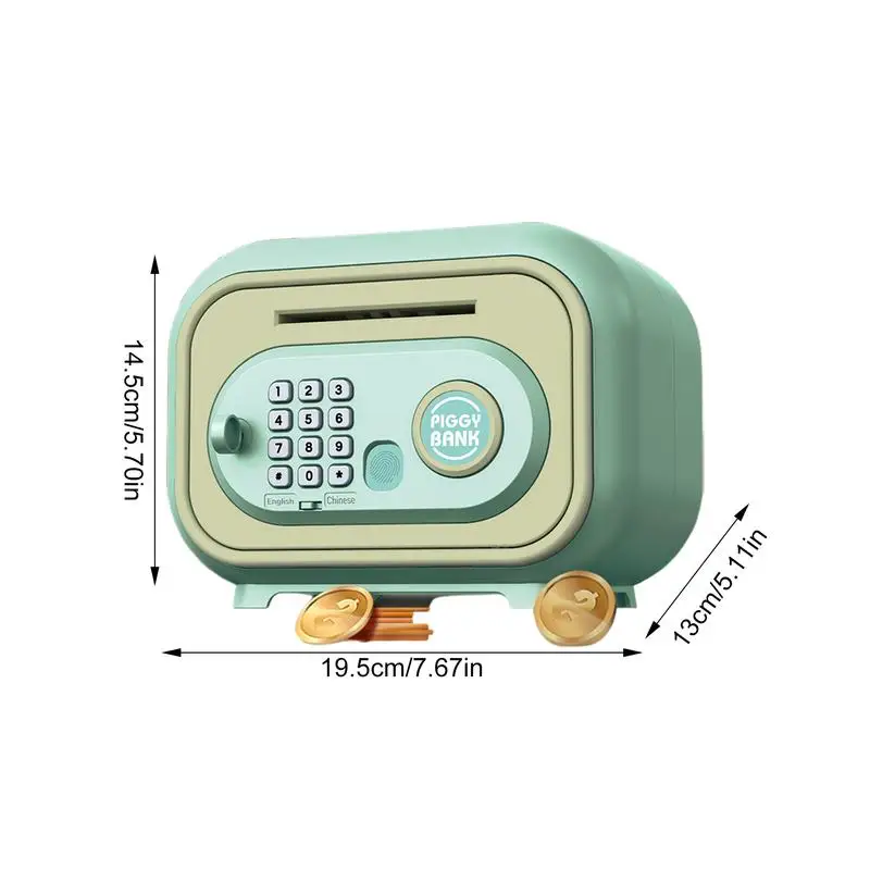 Savings Bank Cash Coin Saving Bank With A Key Automatic Banking Money Container Safe Box With Password And Fingerprint