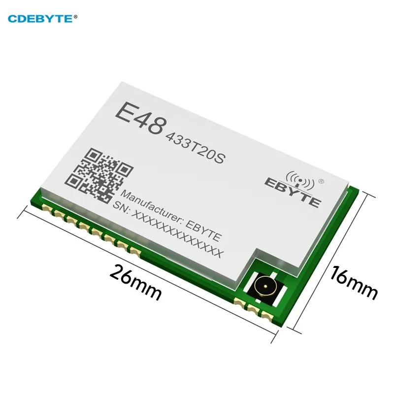 Wireless Data Transmission Module 433MHz 20dBm CDEBYTE E48-433T20S SoC 3.5KM SMD IPEX/Stamp Hole RSSI Low Power Consumption