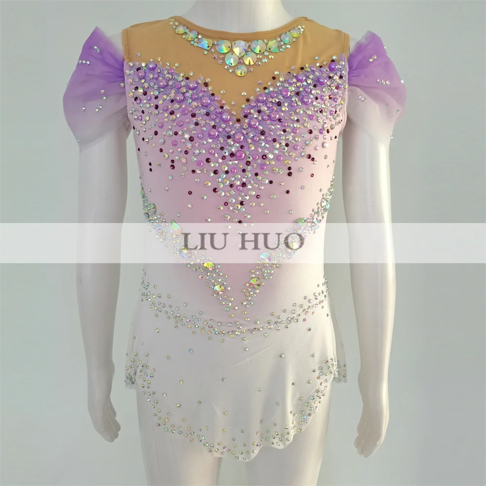 LIUHUO Figure Skating Dress Women's Girls' Ice Performance Rhythmic Gymnastics Competition Leotard Dance Ballet Pink Aerobic