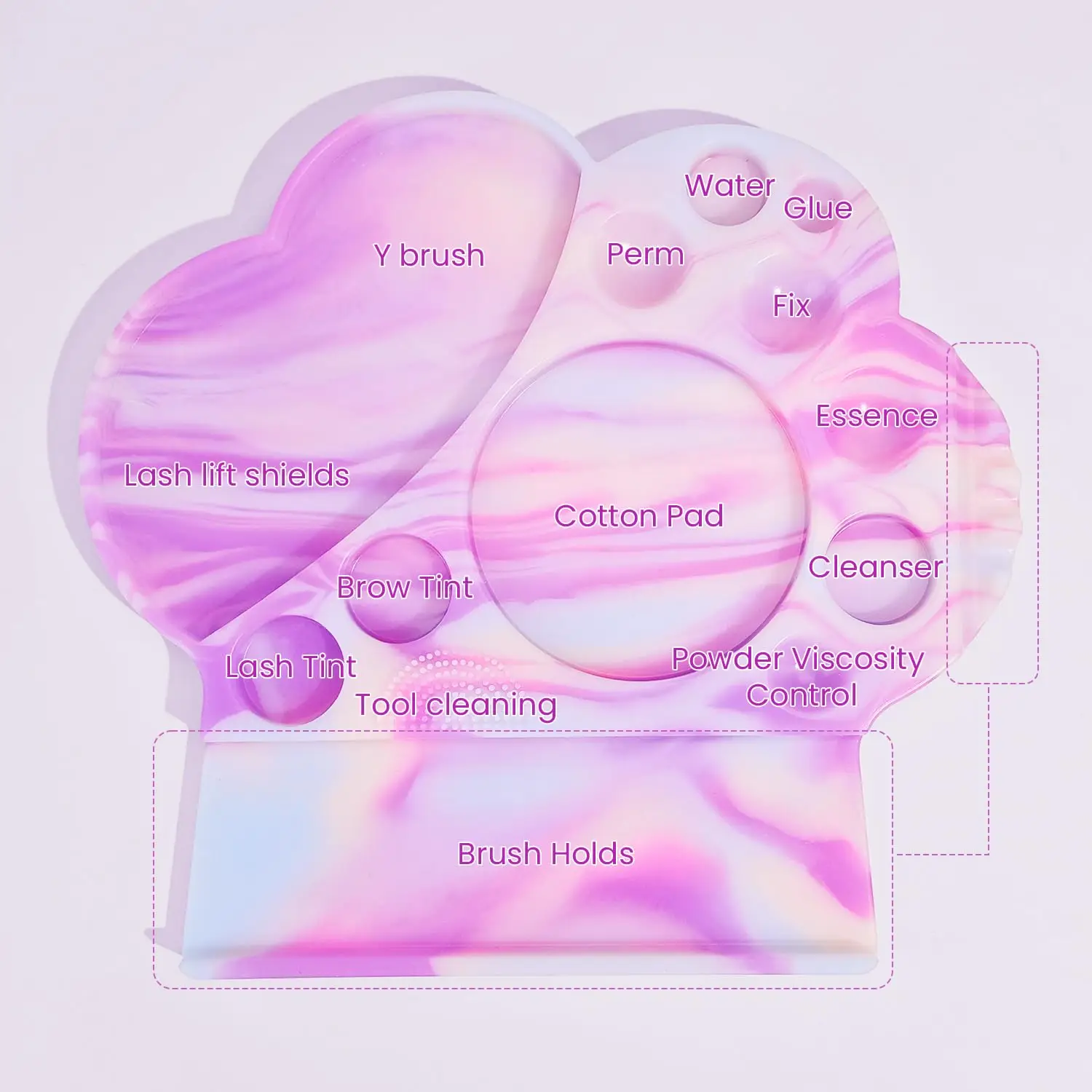 Libeauty 1 pièces plateau en Silicone Extra Large pour le levage des cils et le stratification des sourcils 14 sections patte de chat Palette en Silicone outils de permanente des cils