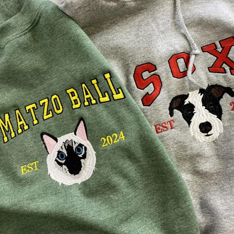 Custom Pet Embroidered Sweatshirt, Personalized Dog Sweatshirt Unique Gifts for Pet Loss Cat Lover Pet Memorial Gift