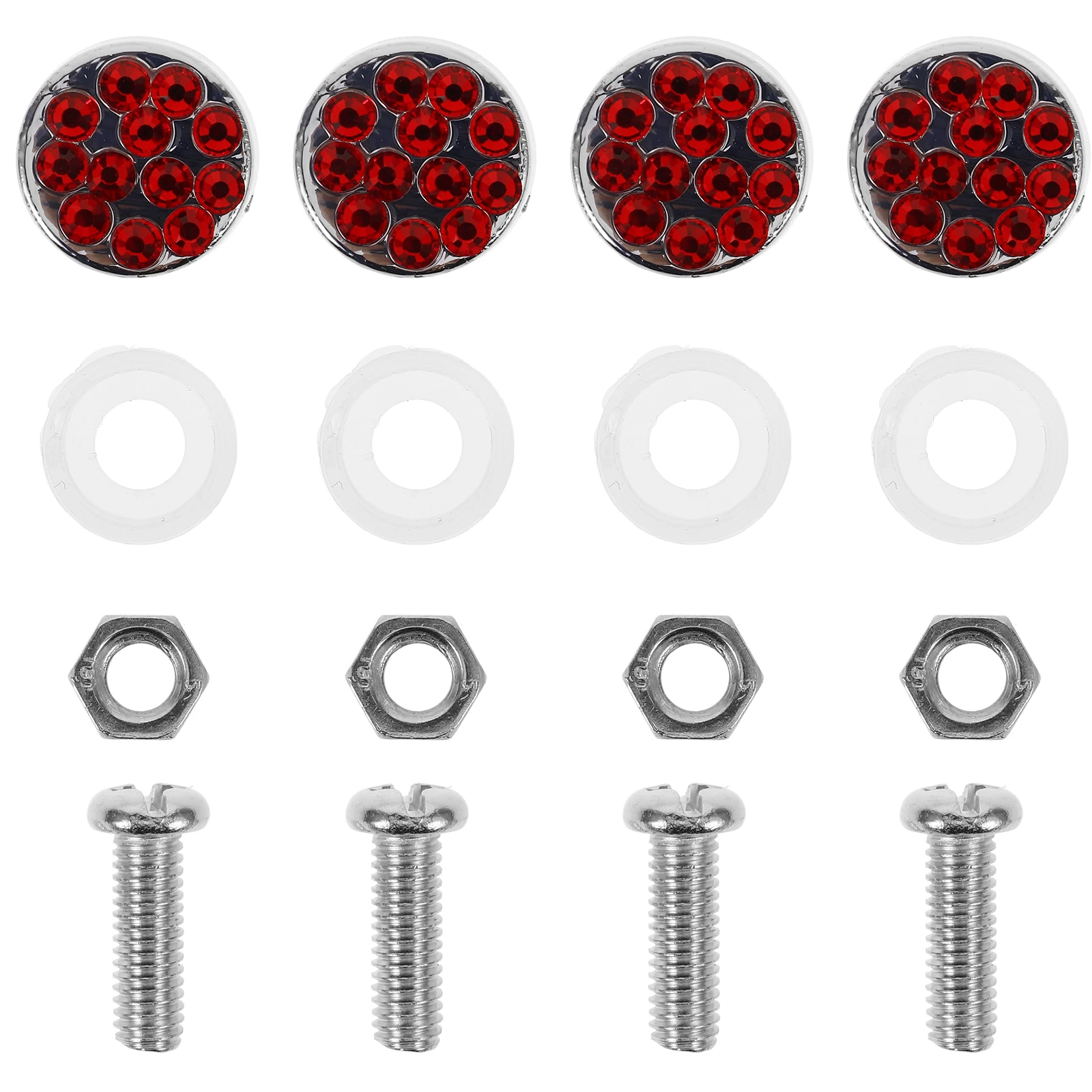 

1 set Screw Kit Durable Electroplated Security Screws Red Diamond Cap Anti Theft Nut For Plates Fits All