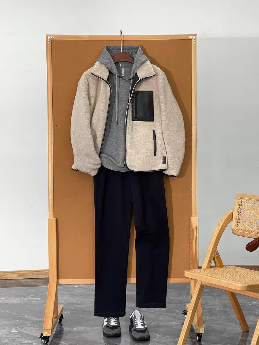 

Men's Autumn Winter Faion Jaet Stand Collar Wool Blend Fce Lined ket Warmth Coat Stand Fit Linen Long Sve Zipper