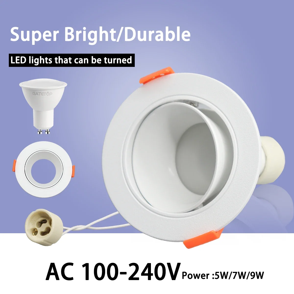 

1-10pcs Angle Adjustable LED Downlight for Indoor Lighting - 5W 7W 9W Ceiling Lamp, Spotlight, Rotating AC220V 120V, White Color