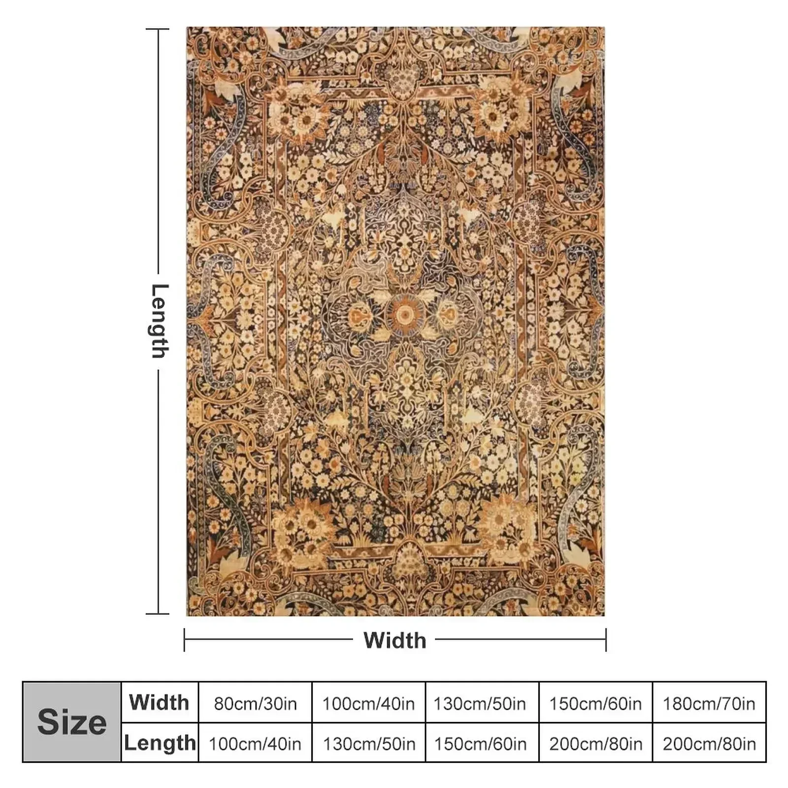 Antique Persian Kirman Rug Print Throw Blanket Soft Plush Plaid Bed covers halloween sofa bed Soft Plaid decorative Blankets