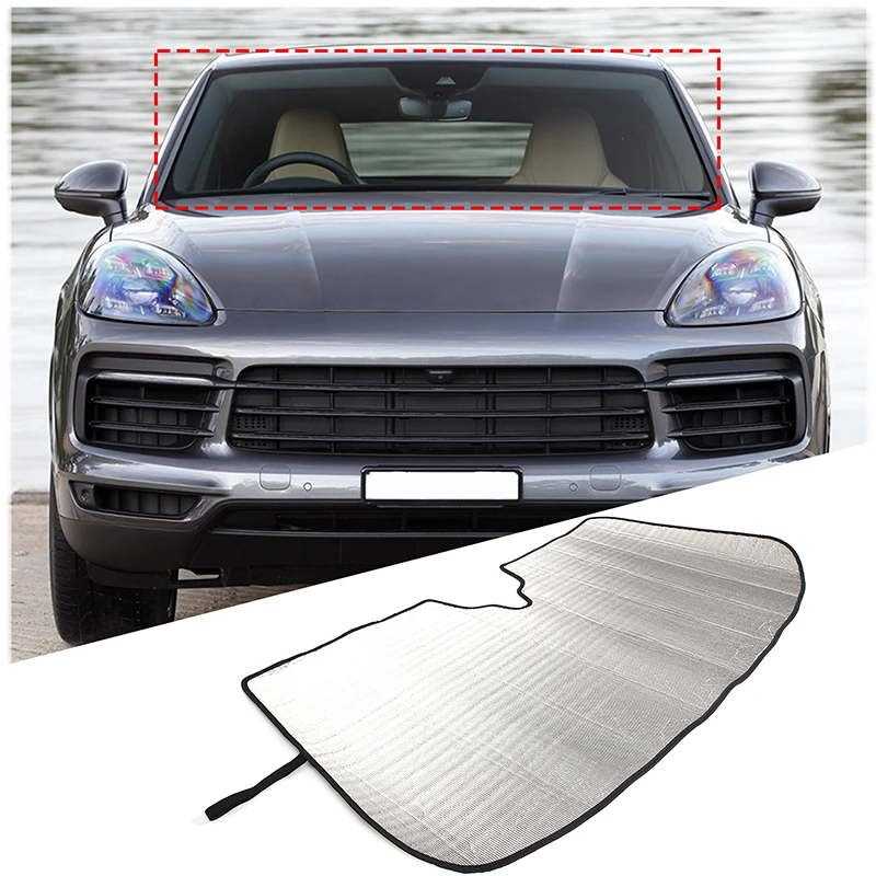 For Porsche Cayenne 2018-2022 Car Window Windshield Sunshade Front UV Protect Reflector Sun Shade Sun Visor Silver