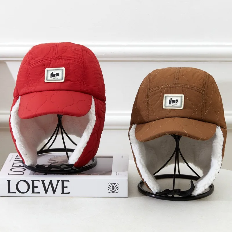 Winter Down Cotton Cap Down Ear Protector Cap Windproof Outdoor Skiing Plush Cotton Cap Warm Thermal