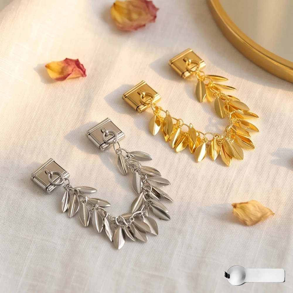 9mm Creative Charm Jewelry Design Flower Circular Star Leaf Blade Flow Su Italian Stainless Steel Double Hanging Bracelet DIY