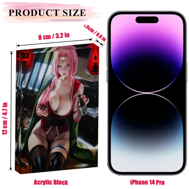 Japanese Anime Girl Home Decor Haruno Fan Art Acrylic Block Waifu Collectible Keepsake Anime Desk Accessory for Gaming Setup