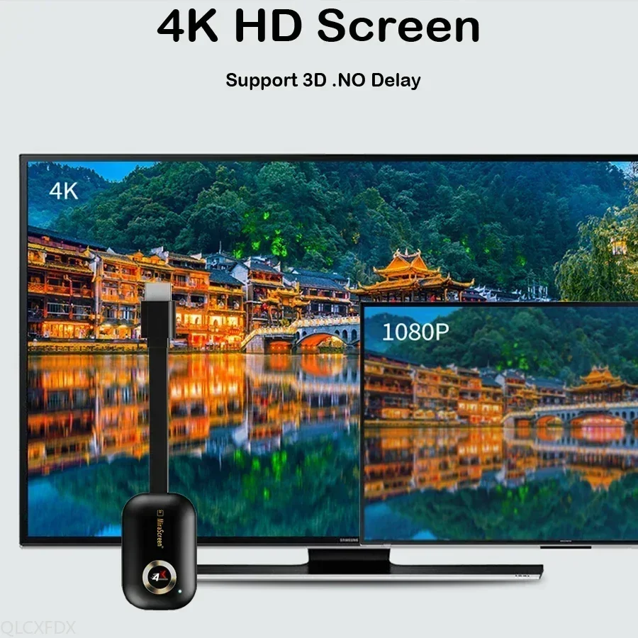 جهاز استقبال للتليفزيون متوافق مع HDMI عالي الدقة 4K/1080P Anycast Miracast MiraScreen DLNA Airplay WiFi جهاز استقبال للعرض دونغل يدعم Andriod