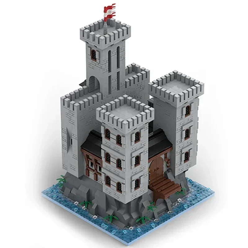 MOC-Briques de construction de modèle de réfrigérant militaire, château sur la falaise, blocs modulaires technologiques, cadeaux de jouets de Noël, ensembles de bricolage, assemblage