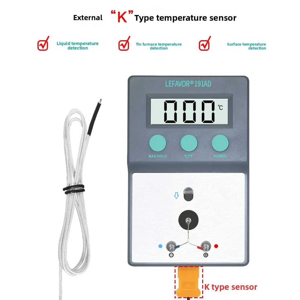 Tester temperatury głowicy lutownicy 191AD, kalibrator temperatury lutownicy, pistoletu powietrznego i pieca cynowego.