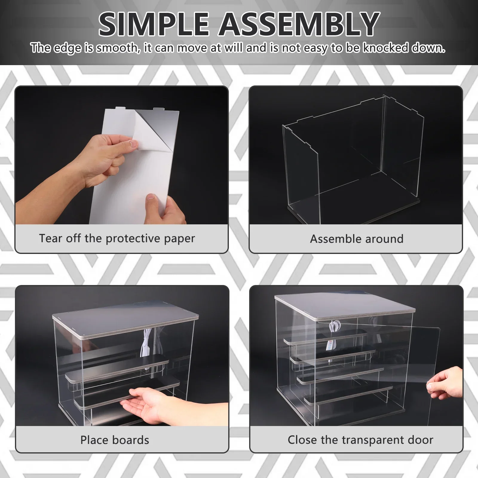 3/5 طبقات رف شاشة أكريليك صندوق أعمى شفاف عرض مصباح ليد سلم اليدوية أنيمي نموذج سيارة خزانة الغبار