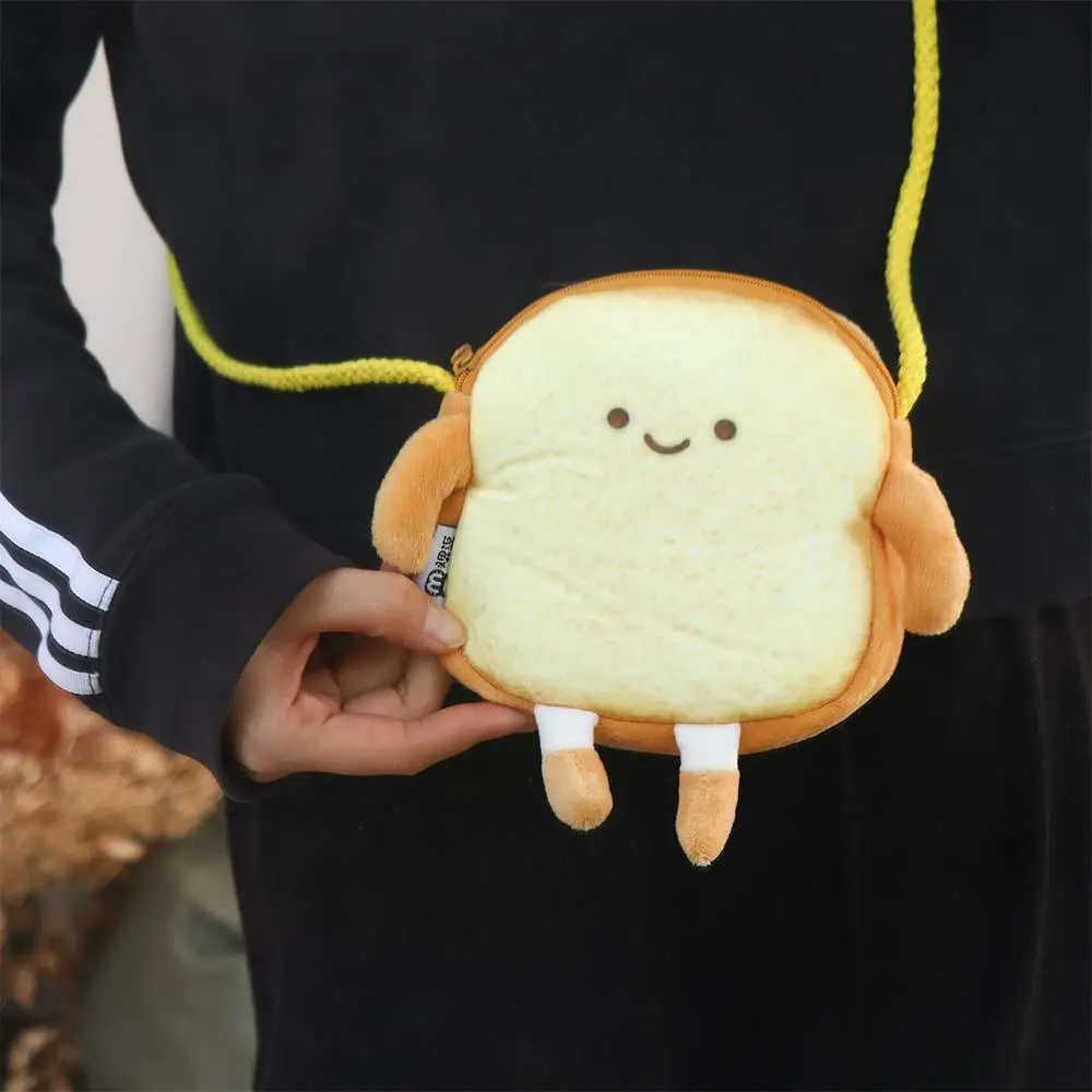 Bolsa para Estudiantes, Bolsa para Tarjetas, Bolsa con Dibujos Animados, Bolsa Colgante, Bolsa de Almacenamiento, Monedero con Forma de Pan Tostado, Llavero, Bolsa de Hombro para Niñas, Cartera