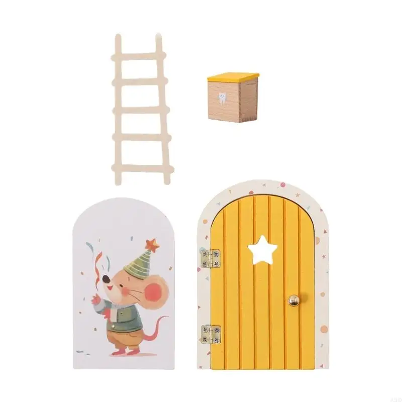 J2HD Wooden Miniature Door Safe Childrens Dollhouses Furniture Decoration