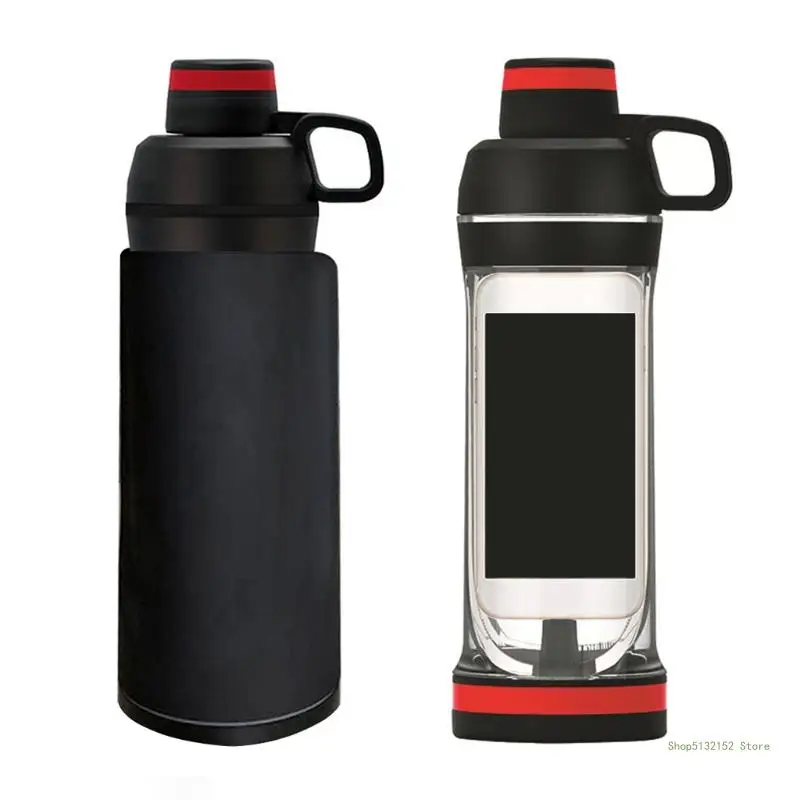 QX2E Portable for Creative 400ml Water Bottle with Hiding Phone Pocket Secret for Pill Bottle Sports Fitness Water Cup