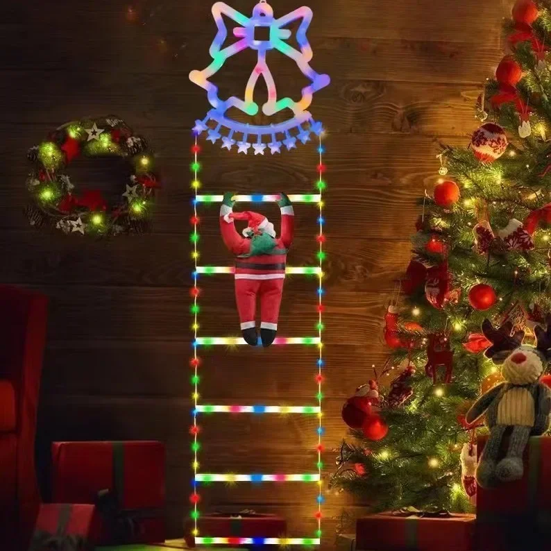 LED Ladder Light for Santa Claus Home Christmas Decor String Lamp Indoor Outdoor Window Garden Xmas Tree Hanging Strip Light