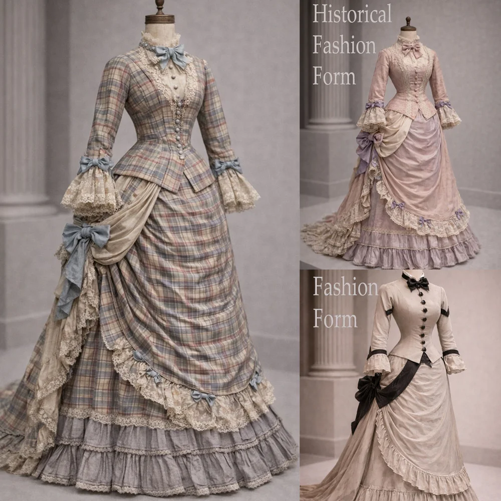 1880er Vintage Viktorianisches Bustle-Kleid, Bürgerkrieg-Theater Edwardianisches Herzoginnen-Kostüm, Gotisches Tee-Party-Abendkleid, Ballkleid