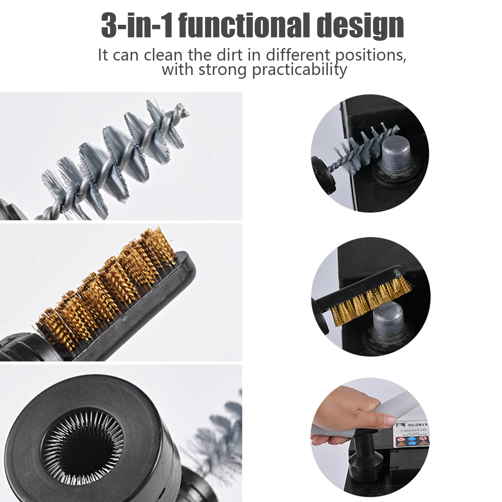 3 In 1 Car Battery Post Terminal Cleaner Dirt Corrosion Brush Battery Brush Tool Battery Protector Hand Clean Tool