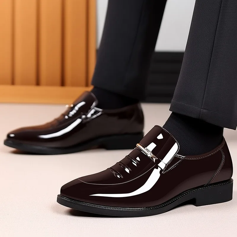 Sizes 38-48 Mens Dress Shoes Formal Business High Gloss Loafers Luxury Wedding Shoes Comfortable Casual Driving Shoes for Men