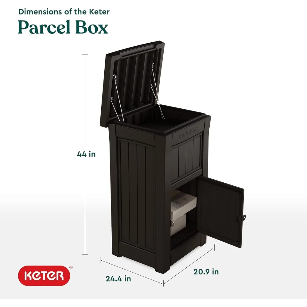 Caixa de entrega segura para varanda com armazenamento bloqueável para manutenção segura de embalagens, marrom