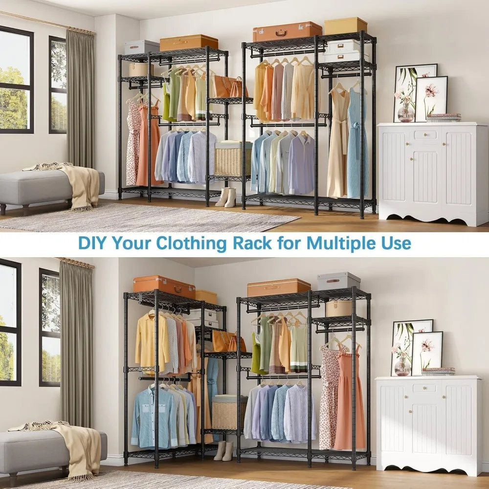 

Extra Large Garment Rack, Heavy Duty Clothes Racks, Portable Wardrobe Closet, Freestanding Closet System, Clothes Rack