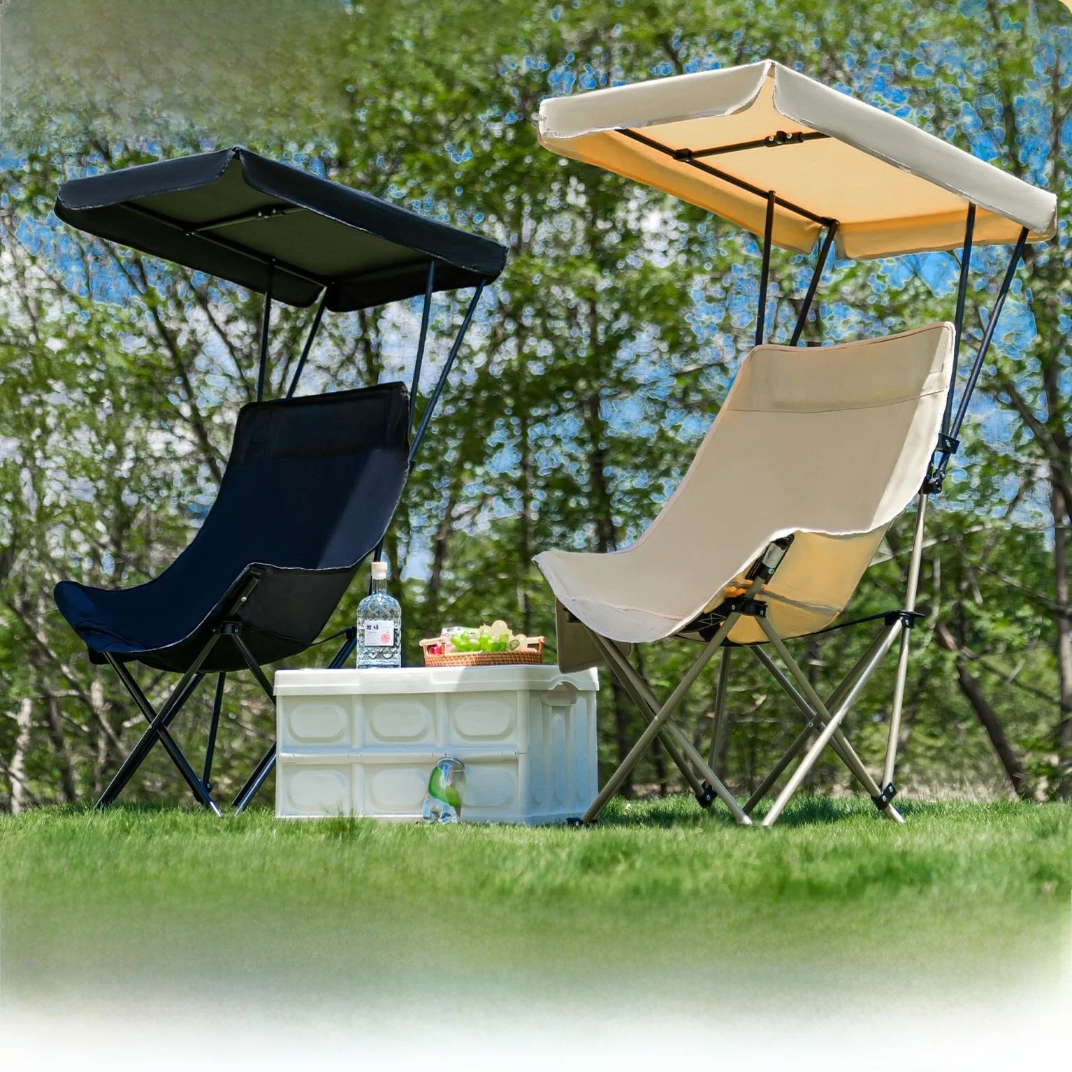 Outdoor Portable Umbrella Chair Moon Chair Sunshade Tent Fishing Stool Beach Chair Sunscreen Foldable High Back Oxford Cloth