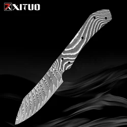 Kitchen Paring Knife Damascus Steel Blank Blade Fruit Knife Full Tang Integral Blade Heat-treated DIY Making Material Blank
