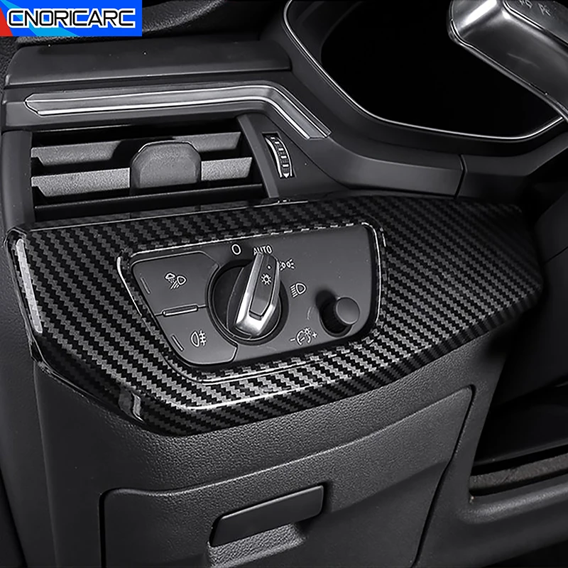 Для Audi A4 B9 2017-2021 консоль с левым рулем, кнопка включения фар, украшение рамки, карбоновый узор, накладка, внутренняя отделка, автомобильные аксессуары