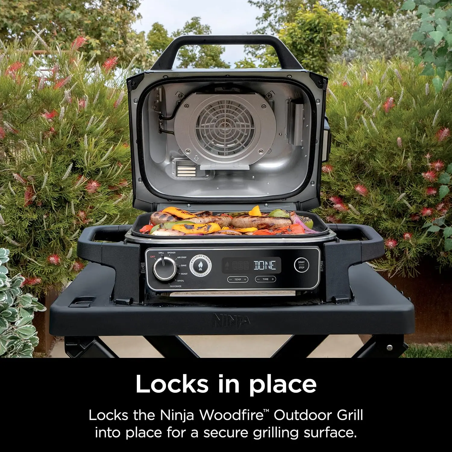 

Collapsible Outdoor Grill Stand, Compatible with Ninja Grills (OG700 Series), Foldable, Side Utensil Holder