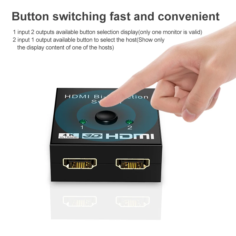 ZUIDID HDMI Switcher 2x1/2x1 4K HD Splitter Bidirectional Converter Split screen HDMI switch adapter for TV BOX/PS4/Laptop/Xbox