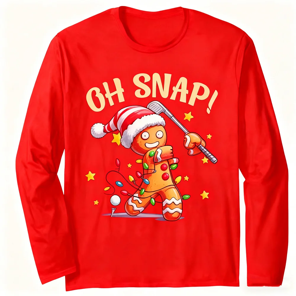 

Забавная мужская футболка с длинным рукавом в виде пряников, рождественская тема, повседневный топ с круглым вырезом, модный юмор, свободная удобная одежда унисекс